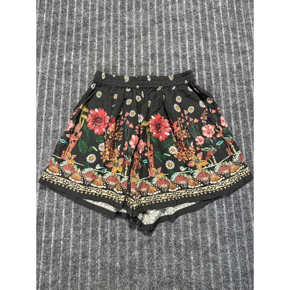Natural Life Floral Mushroom Shorts Small Whimsical Earthy Festival Fairycore